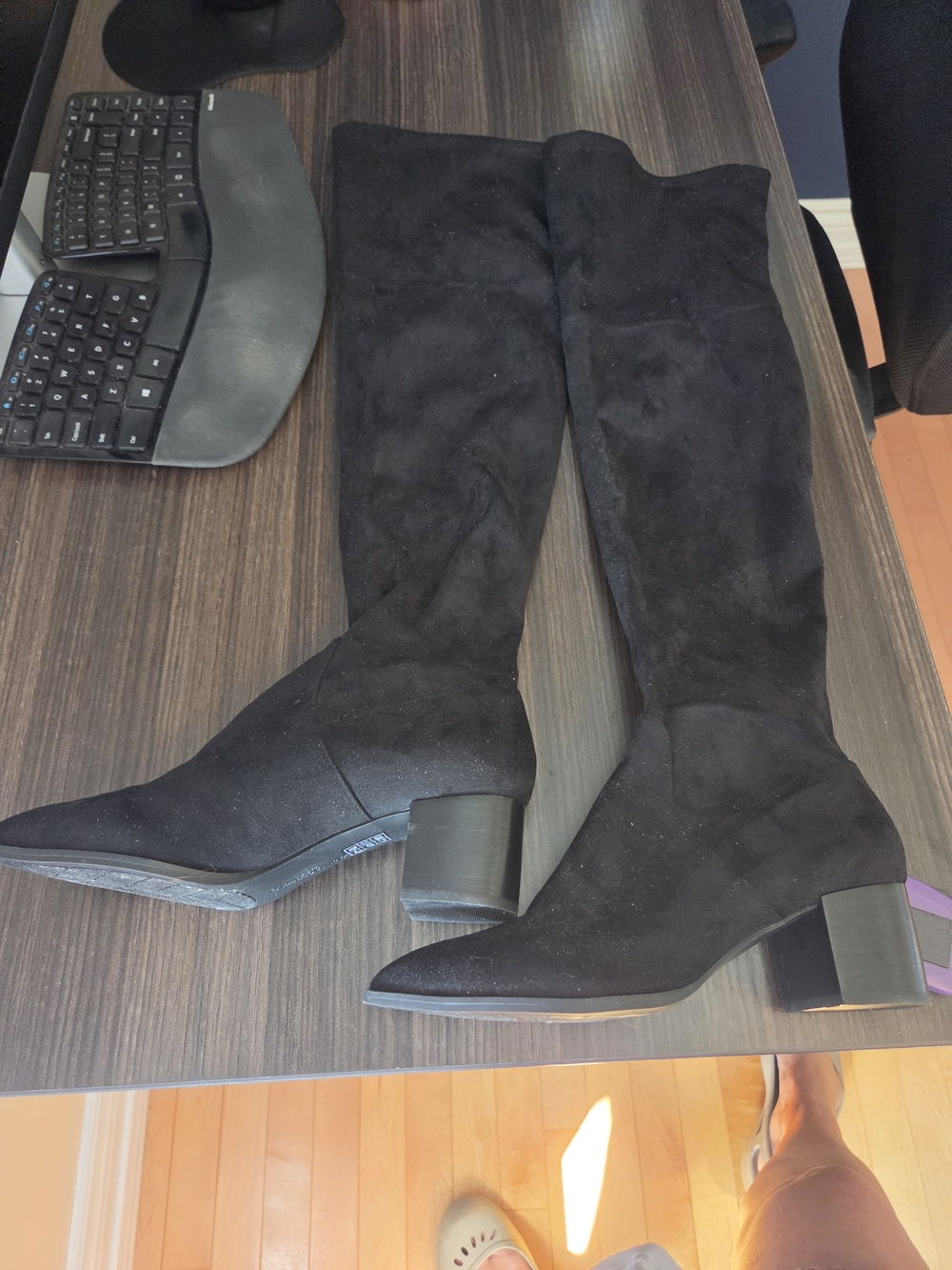 Karl Lagerfeld Black Over-the-Knee Block Heel Boots